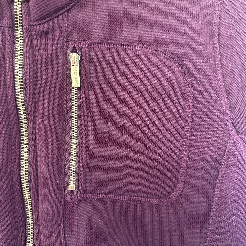 Calvin Klein Women's Full-Zip High Neck Fleece Jacket Purple Sweater Size L - Picture 9 of 9